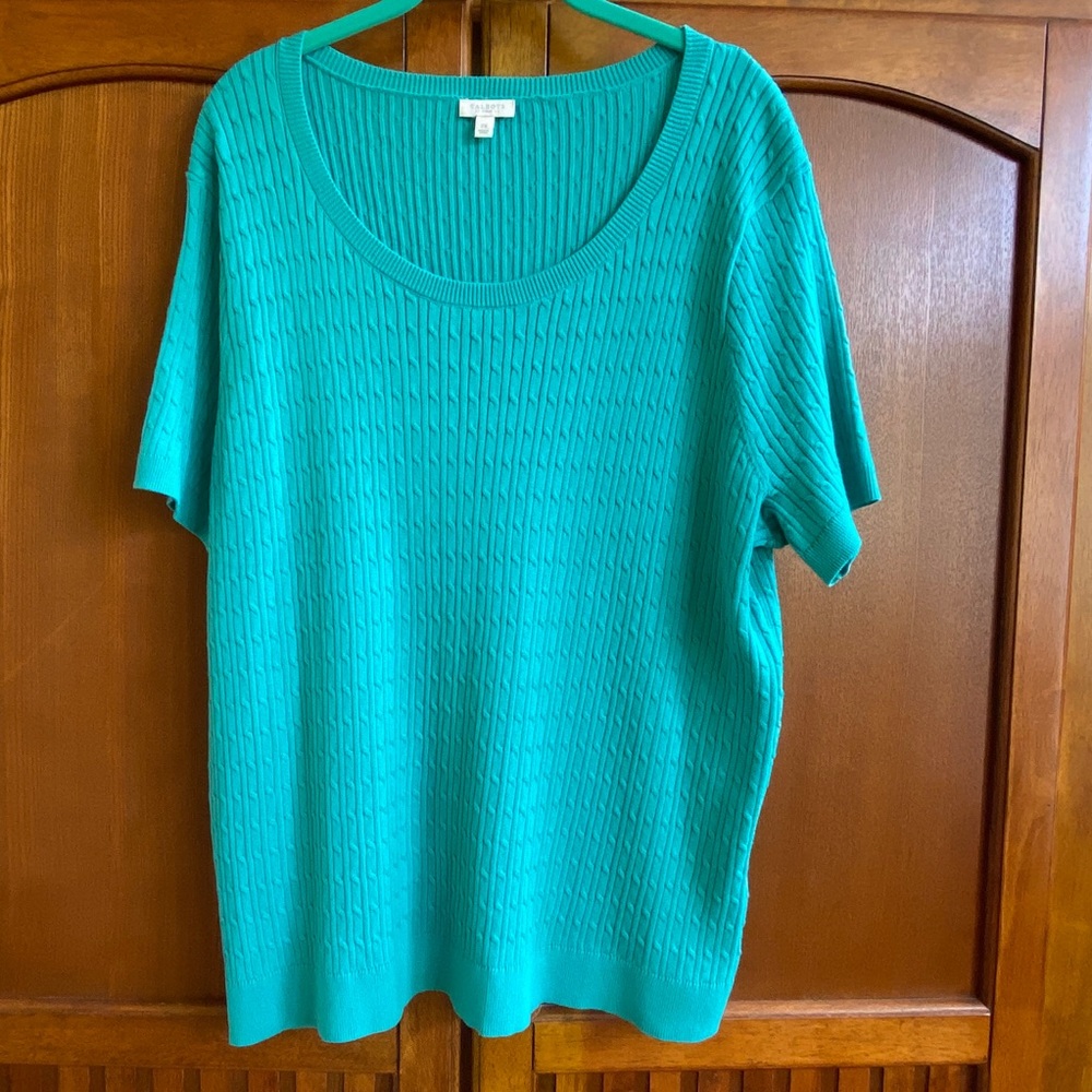 Talbots Teal Blume Knit Short Sleeve Sweater